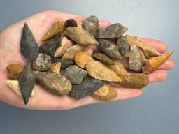 35 FINE Cobble Chert and Jasper Piscataway Points, Longest is 1 7/8", Found in New Jersey