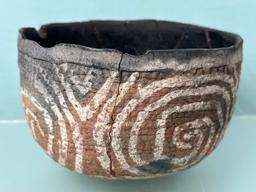 HIGHLIGHT 7" x 4 1/2" Rare Redware w/White Design, Anasazi, Broken+Reglued, NO RESTORATION