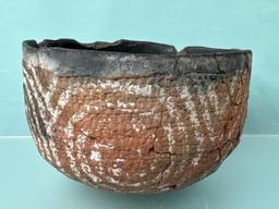 HIGHLIGHT 7" x 4 1/2" Rare Redware w/White Design, Anasazi, Broken+Reglued, NO RESTORATION