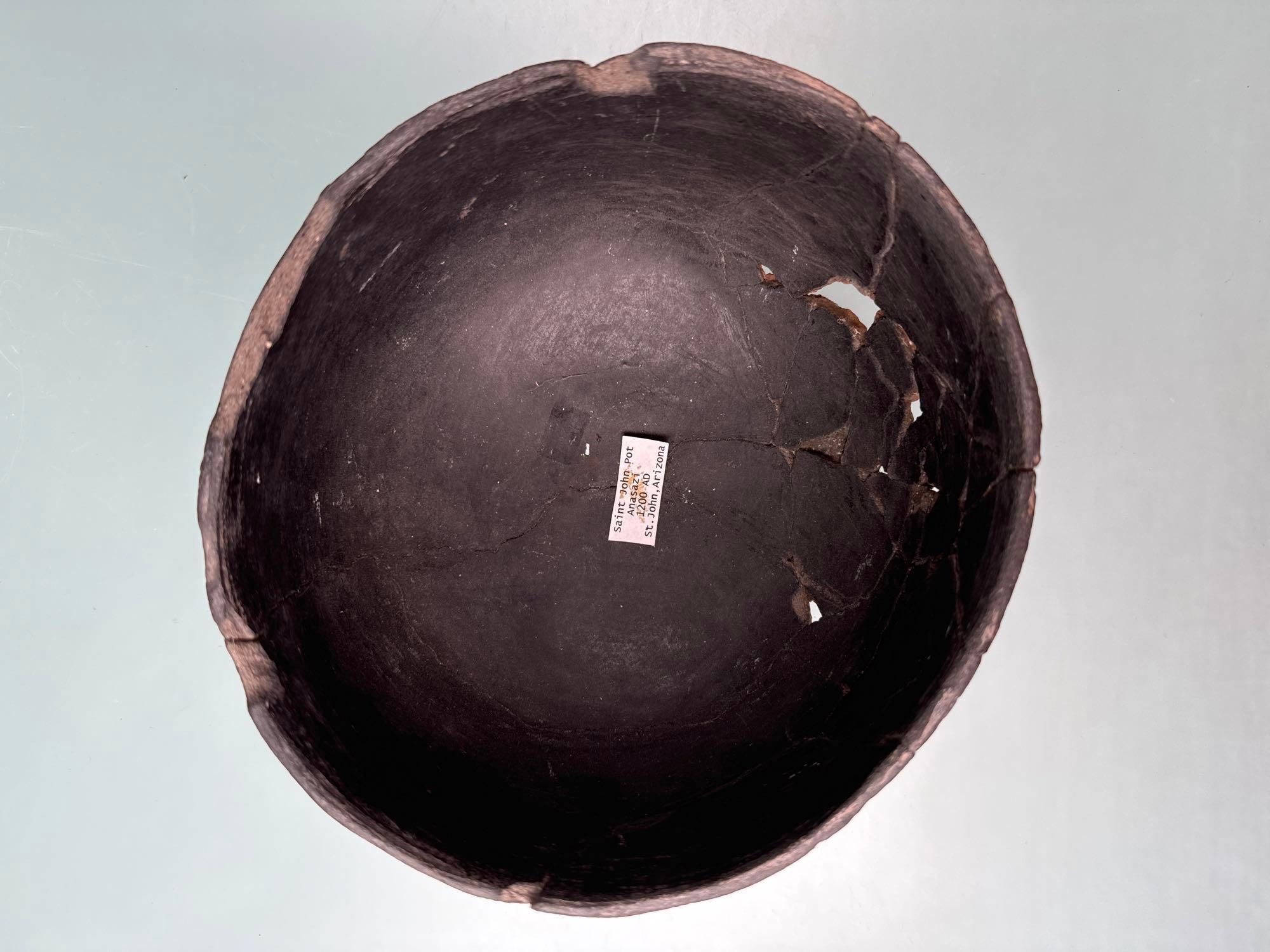 HIGHLIGHT 7" x 4 1/2" Rare Redware w/White Design, Anasazi, Broken+Reglued, NO RESTORATION