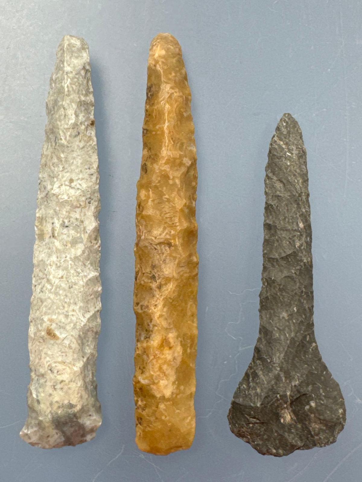 Lot of 3 Fine Drills, Longest is 2 7/8", Found in NE Kansas by Terry Miller