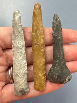 Lot of 3 Fine Drills, Longest is 2 7/8", Found in NE Kansas by Terry Miller