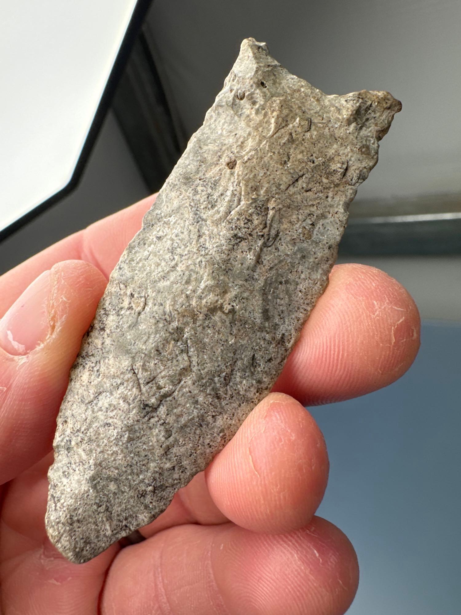 RARE 2 13/16" Fluted Paleo Clovis, Found in Greenwood Co., Kansas by Terry Miller