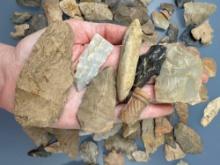 LARGE Lot of Field Grade and Broken Points, Tools, Artifacts, Found in Ohio, Ex: Harold Sexton