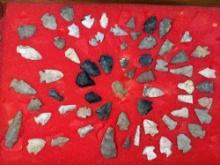 Nice Lot of 65 Various Arrowheads, Longest is 2 1/4", Found in Ohio, Ex: Harold Sexton