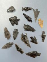 Lot of 15 Obsidian Points, Longest is 1 5/16", Found in Harney Co., Oregon, Ex: Ted Knieriem