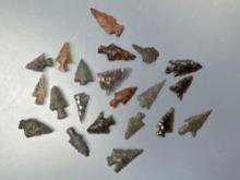 Lot of 20 Obsidian Points, Longest is 1", Found in Harney Co., Oregon, Ex: Ted Knieriem