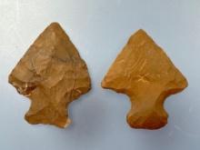 Pair of Jasper Perkiomens, Longest is 1 3/4", Found in Berks Co., Pennsylvania, Ex: Ted Knieriem
