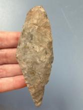 3 3/4" Harahey Beveled Knife, Ancient Damage to 1 Tip, Found in Greenwood Co., KS Terry Miller