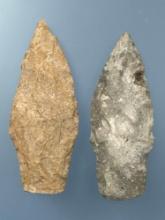 Pair of Stemmed Points, Longest is 2 5/8", Found in Greenwood Co., Kansas MINERAL INCLUSION