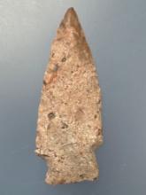 NICE 3" Pink+White Stemmed Point, Found in Greenwood Co., Kansas by Terry Miller