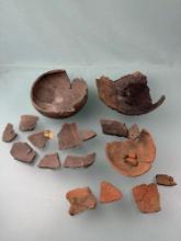 Lot of Mississippian Pottery, Various Vessels with Partial Pieces, Arkansas