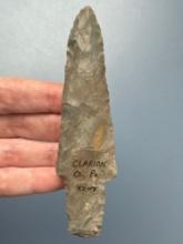 4 1/4" Large Stemmed Point, Upper Mercer Chert, Clarion Co., Pennsylvania