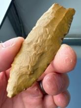 HIGHLIGHT 2 3/4" River-Polish Fluted Clovis, Paleo, Found in Greenwood Co., Kansas, Ex: Terry Miller