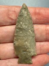 2 1/8" Stemmed Point, Very Small Ear and Shoulder Restored, Found in Northeastern Kansas,