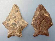 Pair of Rhyolite and Jasper Susquehanna Broadpoints, Longest is 1 5/8", Found near Ortanna, Adams Co