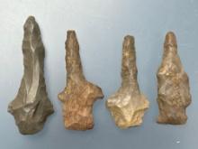4 Fine Hafted Drills, Longest is 2 3/4", Found in TN/KY Region, Ex: Harold Sexton