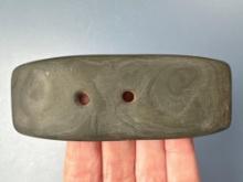 3 3/4" Fine Banded Slate Gorget, Found in Ohio, Ex: Harold Sexton
