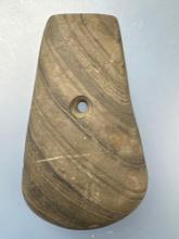 FINE 4 1/16" Banded Slate Keyhole Pendant, Found in Ohio, Ex: Harold Sexton