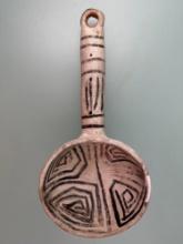 11" Black on White Anasazi Ladle, Broken and Reglued, Minor Restoration (seen in white),