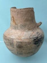 RARE 7" x 6" Black on White Anasazi Pitcher, Broken and Reglued, Missing Handle and Part Rim,