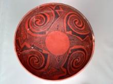 11" Wide x 6" Tall Black on Red Anasazi Bowl, IMPRESSIVE, Broken and Reglued, NO RESTORATION,
