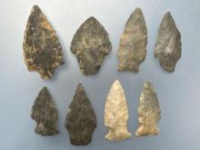 * Nice Arrowheads, Longest is 2 1/4", Found in Berks Co., Pennsylvania, Ex: Ted Knieriem