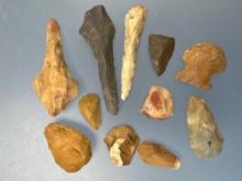 11 Various Tools, Scrapers, Punches, Drills, Longest is 2 5/8", Found in New Jersey, Ex: Podpora