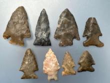 8 FINE Arrowheads, Found in Kentucky and Ohio, Nice Examples, Longest is 2 1/4", Ex: Podpora