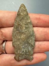 RARE 2 1/2" Double Notched Point, Found in Northeastern Kansas, Ex: Terry Miller