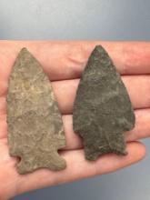 Pair of NICE Points, Side Notch and Stemmed, Longest is 2 1/4", Found near Ortanna, Adams Co
