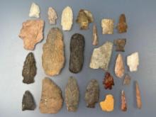 Various Arrowheads, Tools, Gorget Piece and More, Largest 4", Found in Pennsylvania