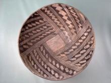 12 1/2" x 5 1/2" Anasazi MIMBRES Black on White w/Design, Minor Restoration x1 Rim Piece and Bottom