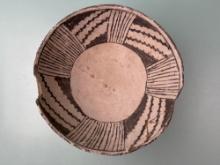 SOLID 6 1/2" x 3" Anasazi Black on White Pottery Vessel, x3 Small Pieces Re-glued, Nice Example