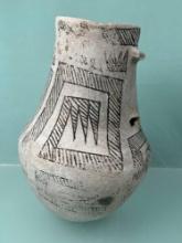 RARE 22" Tall Black on White Anasazi Pitcher, Chip to Rim+Handle Broken, Solid Otherwise, Arizona