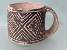 5" x 3 1/4" Anasazi Black on White Mug, COMPLETE!, Found in Arizona, Ex: Terry Miller