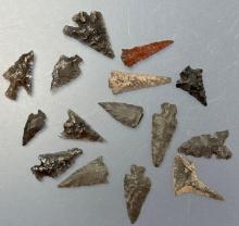 Lot of 15 Obsidian Points, Longest is 1 1/16", Found in Harney Co., Oregon, Ex: Ted Knieriem