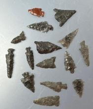 Lot of 15 Obsidian Points, Longest is 1 1/16", Found in Harney Co., Oregon, Ex: Ted Knieriem