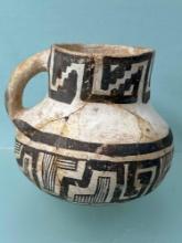SUPERB Anasazi Black on White Pitcher, Broken and Reglued, 5 1/2" x 6", Ex: Terry Miller