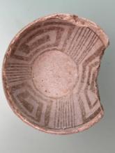 4 1/2" x 2" Red on White Anasazi Pottery Vessel, Bowl, Section Missing, Ex: Terry Miller