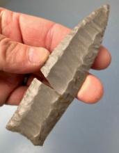HIGHLIGHT 4" Hornstone Fluted Paleo Cumberland, Dickey COA, Found in Tennessee, Broken+Reglued,