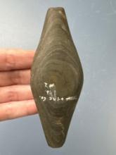 4 1/2" Banded Slate Expanded Center Gorget, Preform, Found in Wayne Co., Indiana,