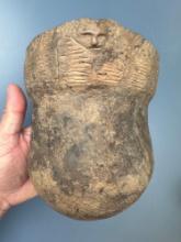 RARE 7" x 5" Susquehannock Face Pot, Found on Washington Boro Site, Lancaster Co., Pennsylvania, Res