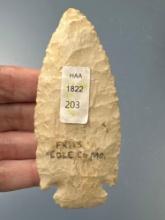 3 3/4" Burlington Chert Dovetail, Found in Cole, Missouri, Dickey COA