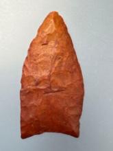 Impressive 1 3/4" Heat-Treated Jasper Clovis Point, Fluted, Found in Pennsylvania, Ground Base