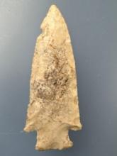 SUPERB 3 5/8" Burlington Chert Hardin Point, Found in Illinois, Ex: Harold Sexton