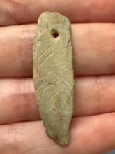 WOW 1 1/2" Pendant, Incised w/Triangular Patterns, Found in Sussex Co,, Delaware