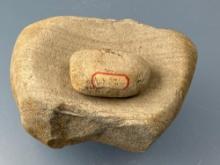 6 3/4" Mortar w/Grinding Stone, Found in Kent Co., Delaware, Ex: Vandergrift