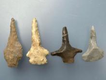 4 Fine Drills, Found in White Co., Tennessee, Longest is 2 7/8", Nice Examples