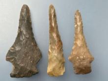 3 Impressive Stemmed Stills, Longest is 2 5/8", Found in Tennessee